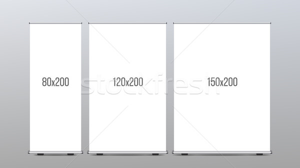 Roll Up Banner Stand Vector. Vertical Board Set For Trade Advertising Design. Corporate Business Rol Stock photo © pikepicture