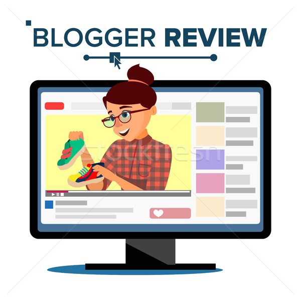 Blogger Review Concept Vetor. Popular Young Video Streamer Blogger Girl, Woman. Fashion Blog. Live B Stock photo © pikepicture
