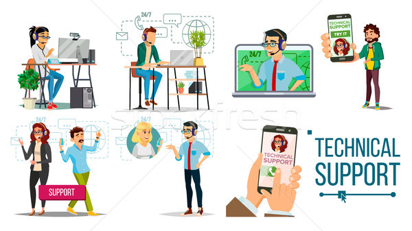 Technical Support Vector. Online 24 7 Technical Support. Headset. Support Service. Operator And Cust Stock photo © pikepicture