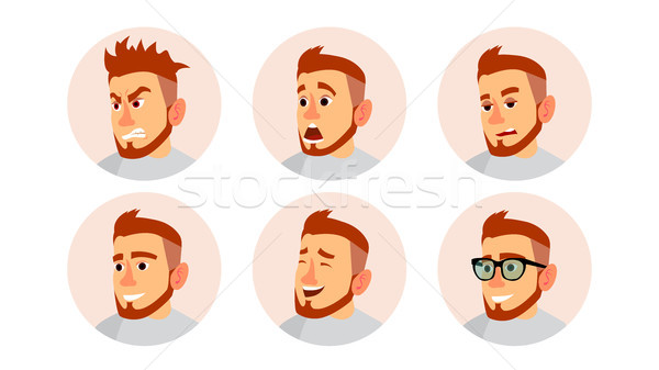 Character Business People Avatar Vector. Man Face, Emotions Set. Creative Default Avatar Placeholder Stock photo © pikepicture