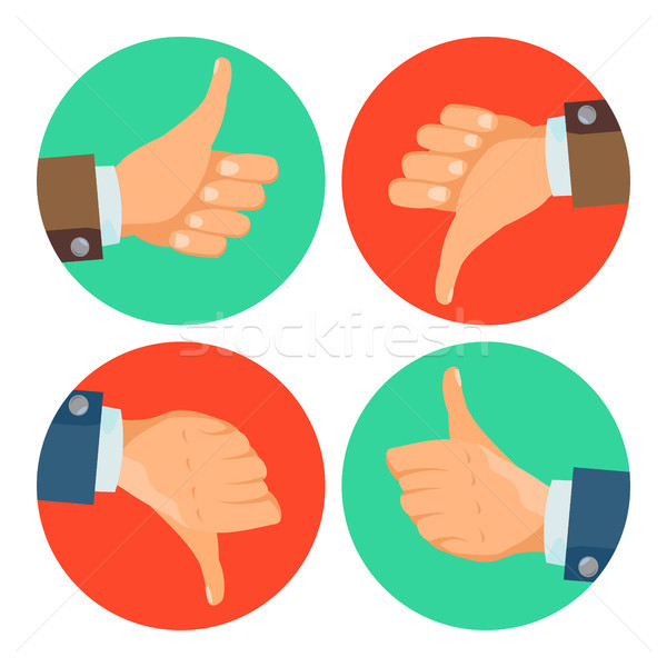 Thumbs Up, Down Icons Vector. Business Hands. Social Media Network Web Symbol. Choice Concept. Vote  Stock photo © pikepicture