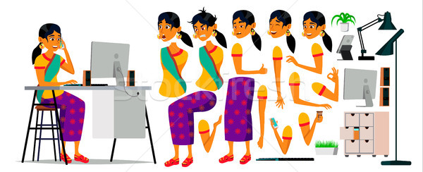 Business Man Character Vector. Working Hindu Male. Business Start Up. Modern Office. Coding, Softwar Stock photo © pikepicture