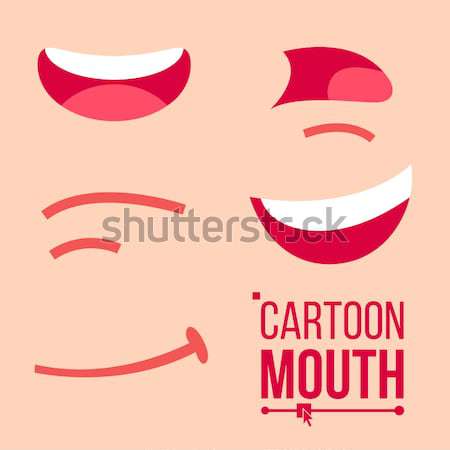 Cartoon boca establecer vector lengua sonrisa Foto stock © pikepicture