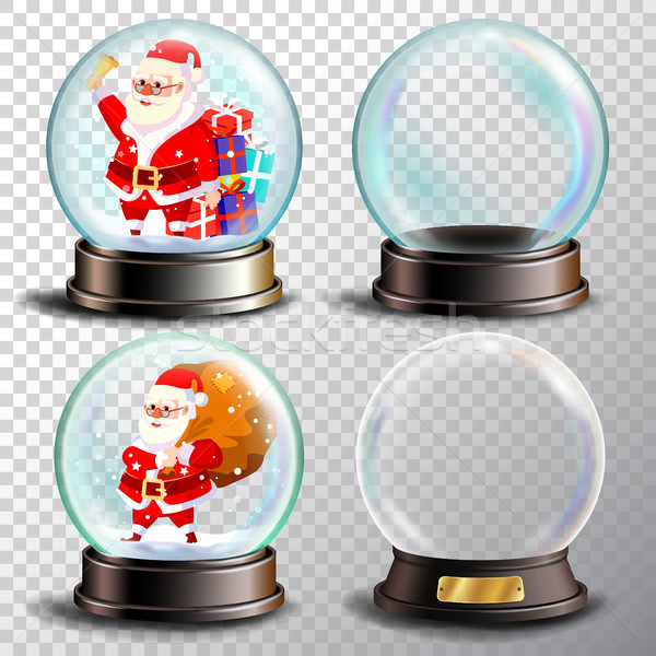 Christmas Snowglobe Set Vector. Empty Snow Globe. Winter Xmas Design Element. Glossy Dome. Magic Xma Stock photo © pikepicture