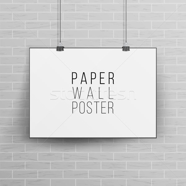 [[stock_photo]]: Blanche · papier · vierge · mur · affiche · up · modèle