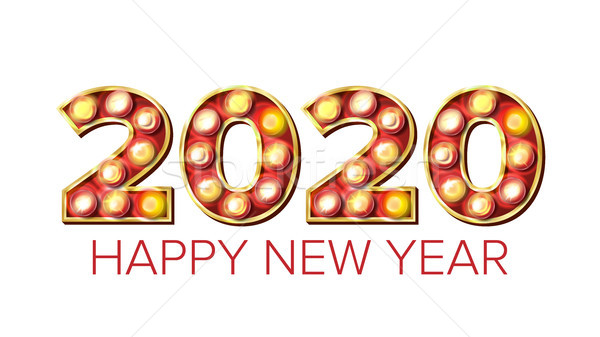 2020 Happy New Year Vector. Marquee Light Background Decoration. Greeting Card Design. 2020 Light Si Stock photo © pikepicture