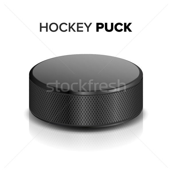 Hockey Puck Vector. Realistic Illustration Of Black Ice Hockey Puck. Isolated On White Background. Stock photo © pikepicture