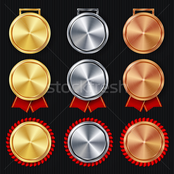 Medals Blank Set Vector. Realistic Stock photo © pikepicture