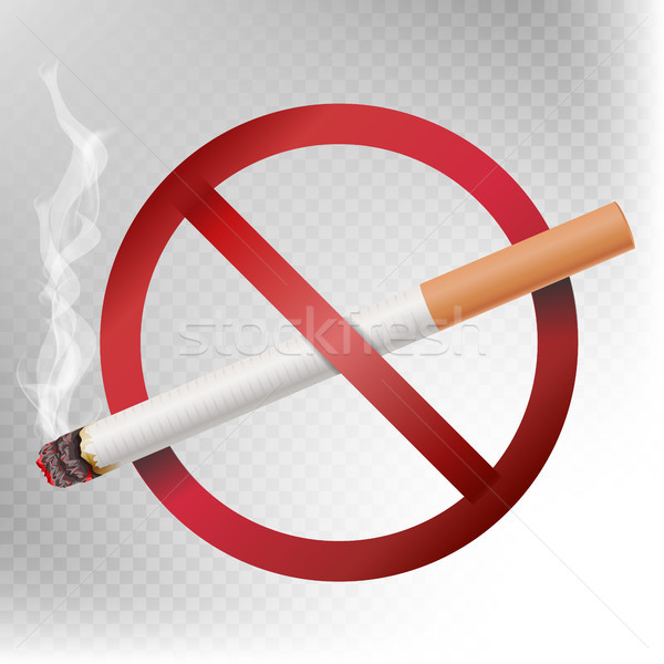 No Smoking Sign Vector. Illustration Isolated On Transparent Background. Cigarette With Smoke And Re Stock photo © pikepicture