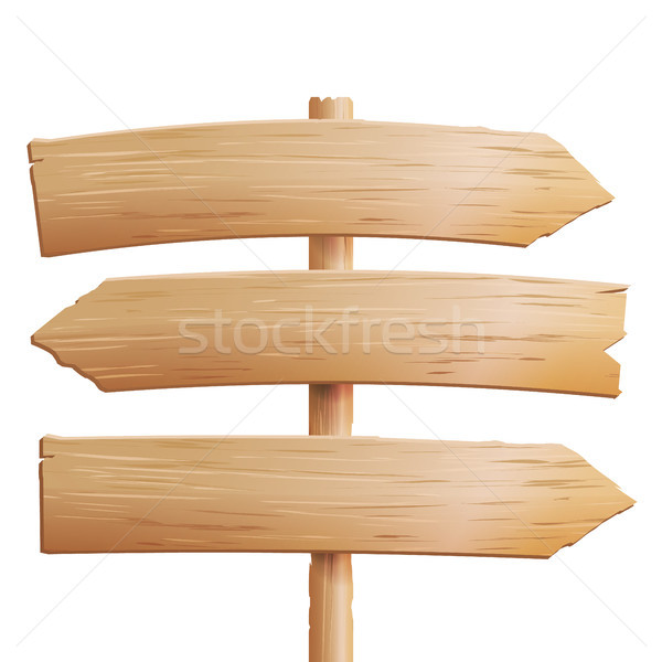 Wooden Signboards Vector. Empty Wood Material Elements In Cartoon Style. Isolated On White Backgroun Stock photo © pikepicture