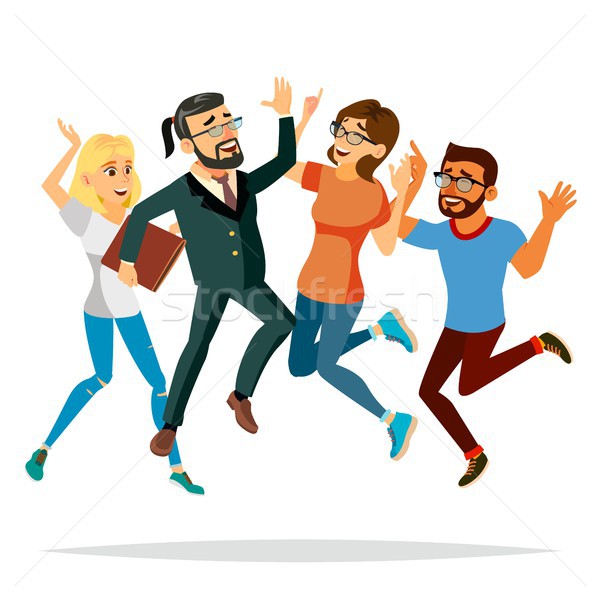 Business People Jumping Vector. Celebrating Victory Concept. Attainment. Objective Attainment, Achie Stock photo © pikepicture