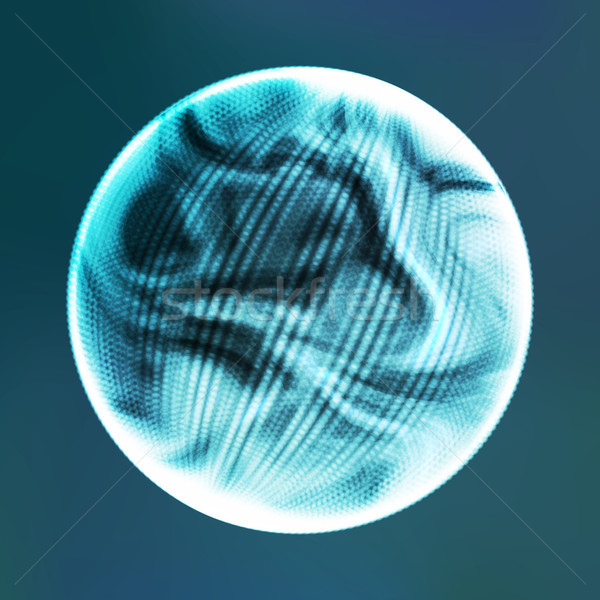 Futuristic Technology Style. Flying Point Debrises. Blured Molecular Particles Glowing Dots Connecti Stock photo © pikepicture