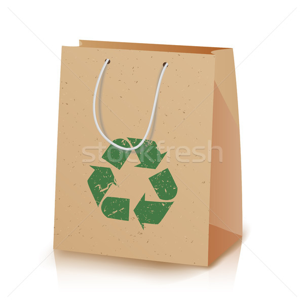 Recycling Paper Bag. Illustration Of Recycled Brown Shopping Paper Bag With Handles That Do Not Caus Stock photo © pikepicture