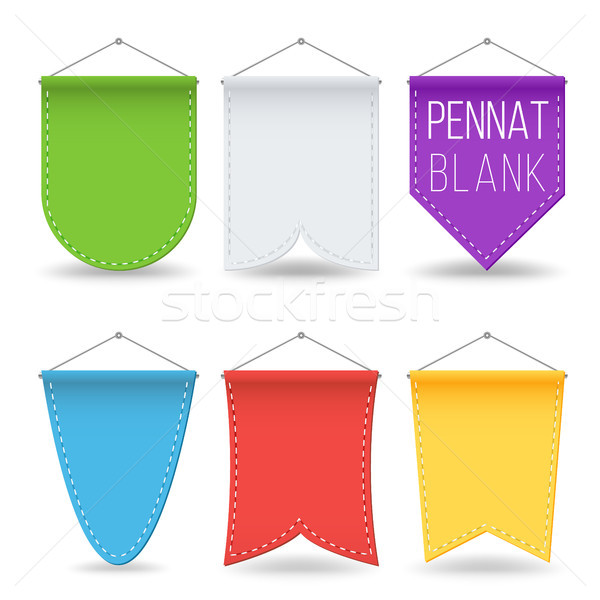 Pennant Template Set Vector. Colorful Bright Hanging Empty Pennants Flags. Isolated Illustration Stock photo © pikepicture