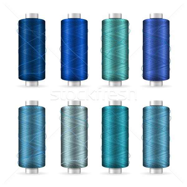 Stock photo: Thread Spool Set. Bright Plastic Bobbin. Isolated On White Background For Needlework And Needlecraft