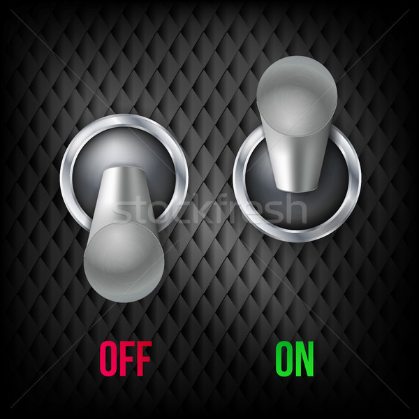 Electric Switch Vector. 3d Chrome Metallic Toggle Switcher. Realistic Illustration. Stock photo © pikepicture