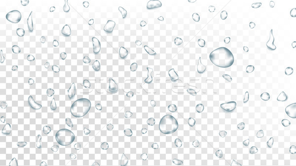 Water Drops Background Vector. Water Splash. Droplet Icon. Natural Dew. Smooth Shape. Rain Splash. S Stock photo © pikepicture