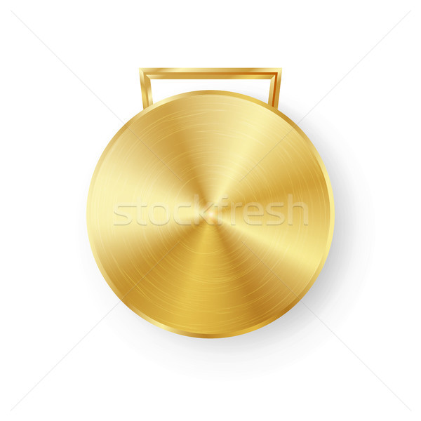 Competition Games Golden Medal Template Vector. Realistic Circle Geometric Badge. Technology Perfora Stock photo © pikepicture