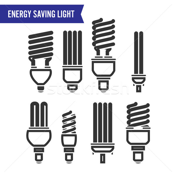 Stock photo: Energy Saving Light Vector. Set Of Energy Saving Light Bulbs Icon.