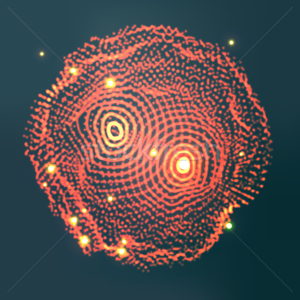 Stock photo: Glowing Abstract Sphere Vector. Cyber Sound Waves. Futuristic HUD Element. Illustration