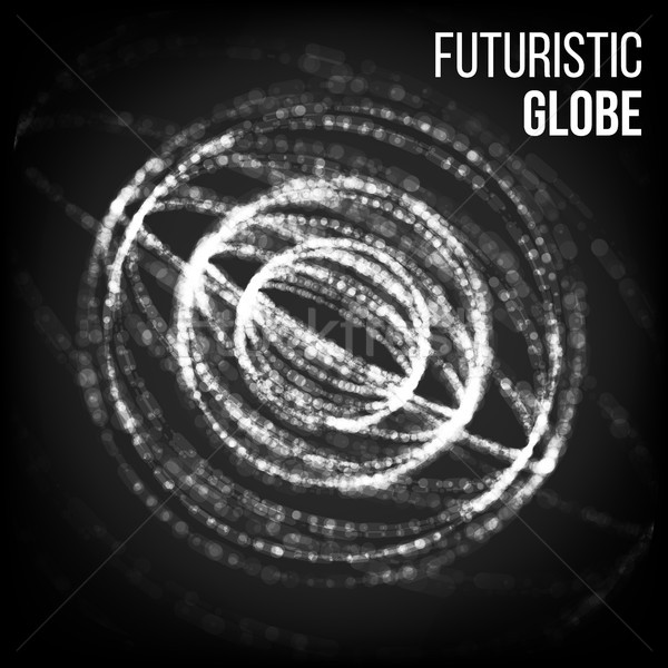 Flying Debris. 3D Vector Illustration. Science And Technology Background. Futuristic Earth Globe. 3d Stock photo © pikepicture