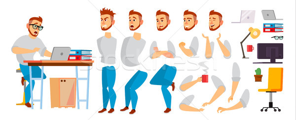 Business Character Vector. Working Male. Environment Process In Office Or Creative Studio. Set For A Stock photo © pikepicture