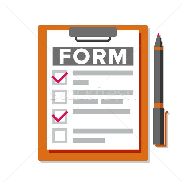 Claim Form Vector. Business Document. Accident, Survey, Exam, Insurance Concept. Pen. Top view. Flat Stock photo © pikepicture
