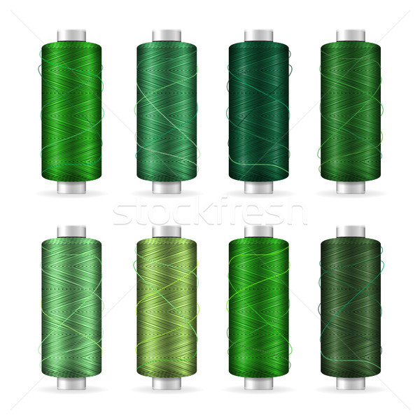 Thread Spool Set. Bright Plastic Bobbin. Isolated On White Background For Needlework And Needlecraft Stock photo © pikepicture