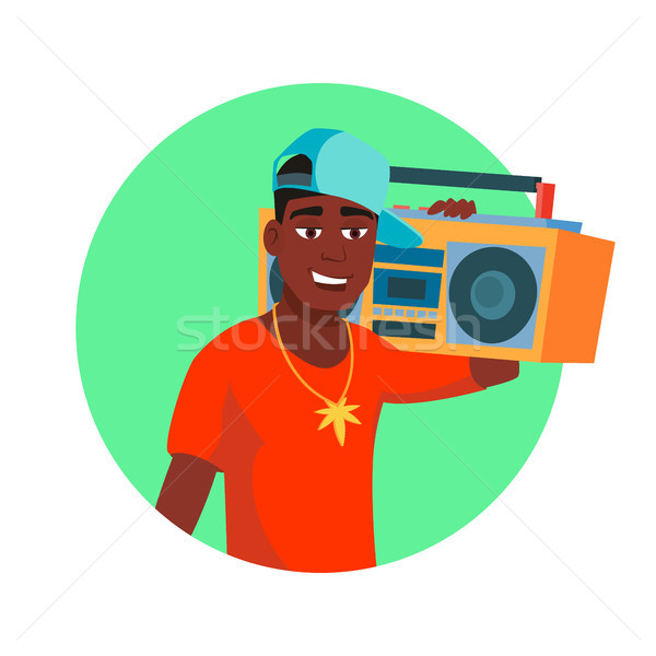 African Rapper Male Vector. Fashionable Hip Hop Man Dude. Isolated On White Cartoon Character Illust Stock photo © pikepicture