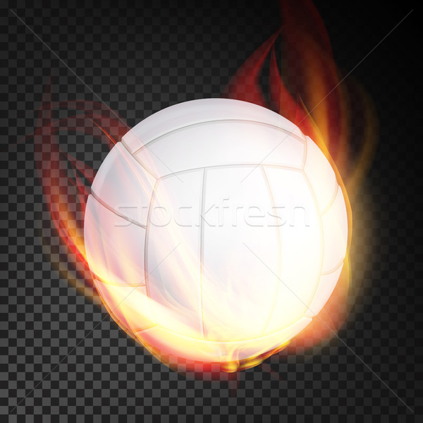 Volleyball Ball Vector Realistic. White Volley Ball In Burning Style Isolated On Transparent Backgro Stock photo © pikepicture