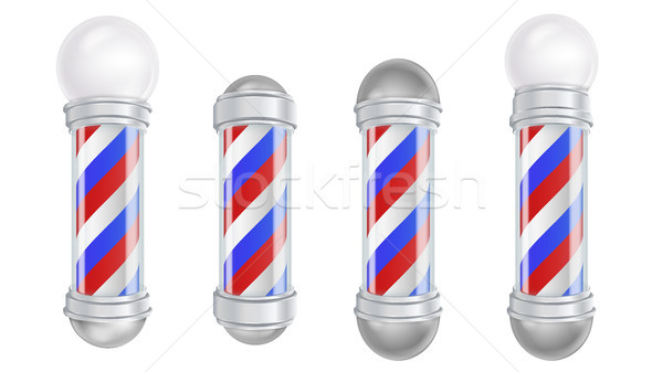 Barber Shop Pole Vector. 3D Classic Barber Shop Pole Set. Good For Design, Branding, Advertising. Is Stock photo © pikepicture