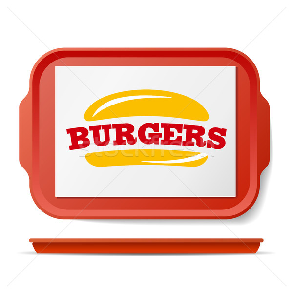 Red Plastic Tray Salver Vector. Classic Rectangular Red Plastic Tray. Good For Advertising, Branding Stock photo © pikepicture