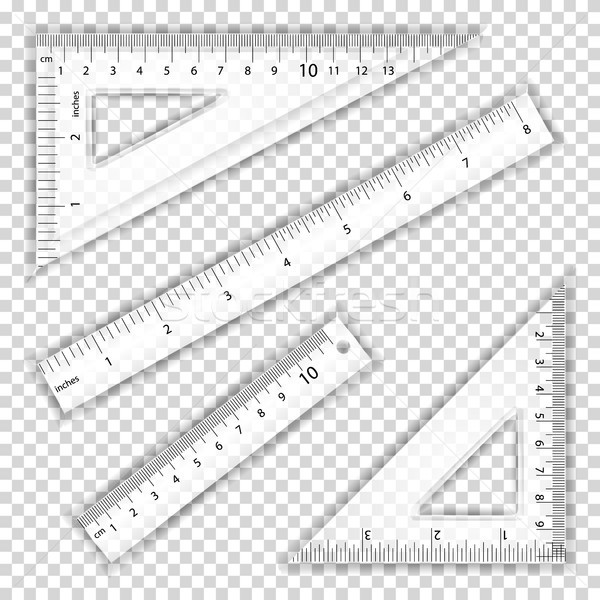 Transparent Ruler And Triangles Vector. Centimeter And Inch. Measure Tool Equipment Illustration. Se Stock photo © pikepicture