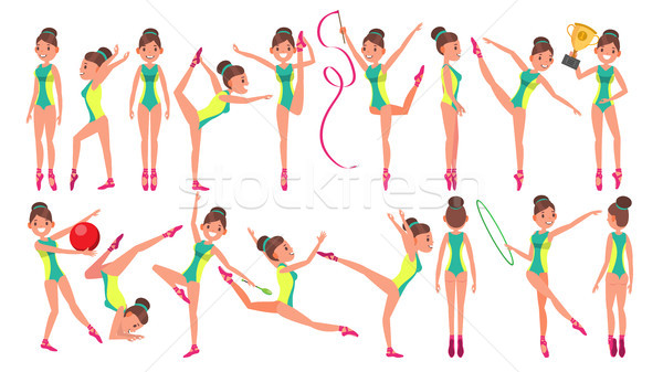 Stock foto: Gymnastik · weiblichen · Spieler · Vektor · Gymnastik · Präsentation
