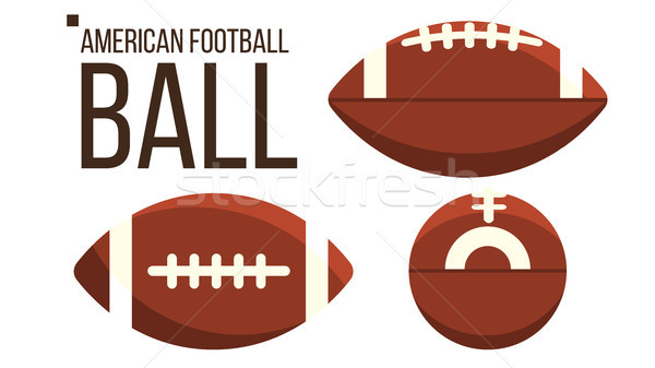 American Football Ball Vector. Rugby Sport Equipment. Different View. Isolated Flat Illustration Stock photo © pikepicture