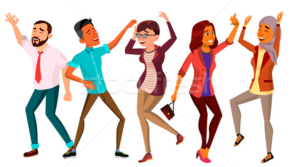 Stock fotó: Tánc · emberek · szett · vektor · boldog · táncos
