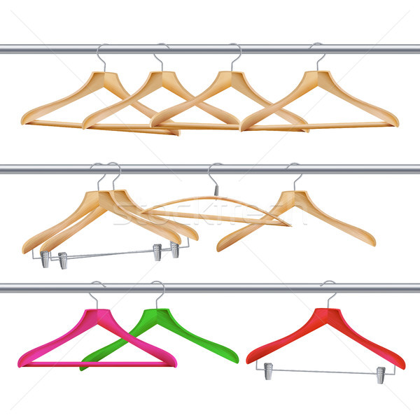 Wooden Clothes Hangers Vector Stock photo © pikepicture
