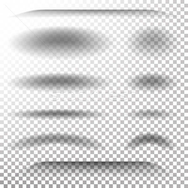 Transparent Soft Shadow Vector. Realistic Oval, Round Shadows Set. Tab Dividers Lower Shadow Shade E Stock photo © pikepicture