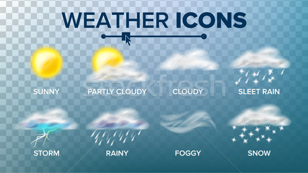 Weather Icons Set Vector. Sunny, Cloudy Storm, Rainy, Snow, Foggy. Good For Web, Mobile App. Isolate Stock photo © pikepicture