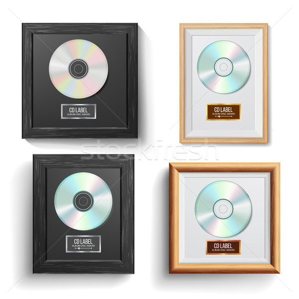CD Disc Award Set Vector. Modern Ceremony. Best Seller. Musical Trophy. Realistic Frame, Album Disc, Stock photo © pikepicture