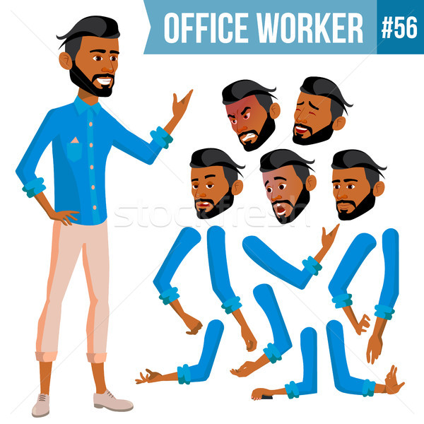 Stock photo: Arab Office Worker Vector. Thawb, Thobe. Ghutra. Face Emotions, Various Gestures. Animation Creation