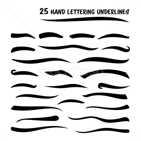 Set Of Hand Lettering Underlines Lines Isolated On White Background. Typography Design. Handmade Vin Stock photo © pikepicture
