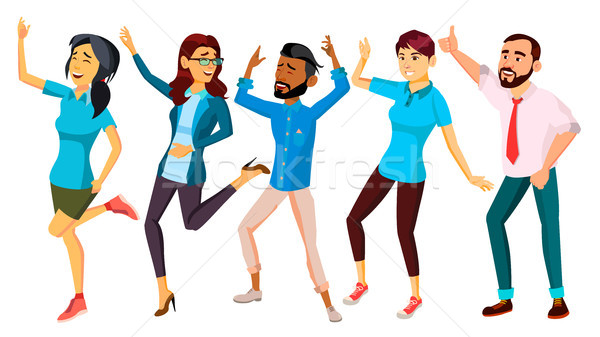 Dancing People Set Vector. Adult Persons In Action. Character Design. Isolated Flat Cartoon Illustra Stock photo © pikepicture