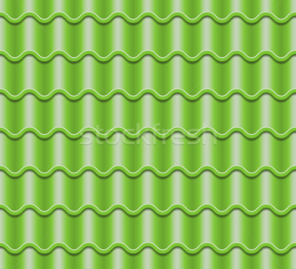Green Corrugated Tile Vector. Element Of Roof. Seamless Pattern. Classic Ceramic Tiles Cover Illustr Stock photo © pikepicture