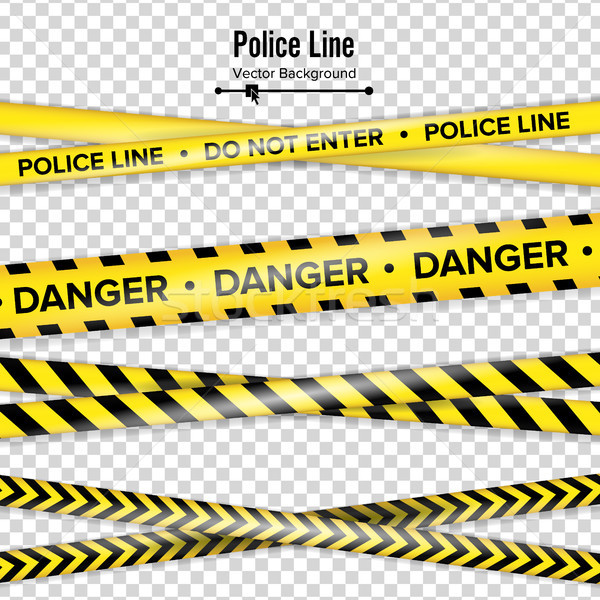 Yellow With Black Police Line. Do Not Enter, Danger. Security Quarantine Tapes. Isolated On Transpar Stock photo © pikepicture