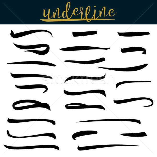 Set of underlines lettering lines isolated on white, Handwritten Letter. vector illustration Pen Lin Stock photo © pikepicture