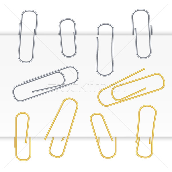 Stock photo: Small Binder Clips Vector Isolated On White. Realistic Paper Clip Set