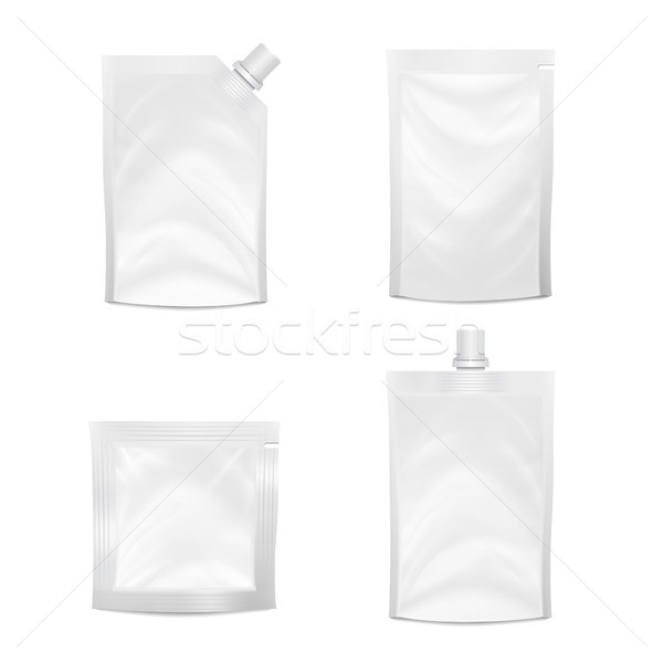 Blank Doypack Set Vector. Realistic White Doy-pack Stock photo © pikepicture
