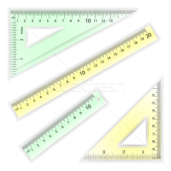Ruler And Triangles Vector. Centimeter And Inch. Simple School Measurement Tool Equipment Illustrati Stock photo © pikepicture
