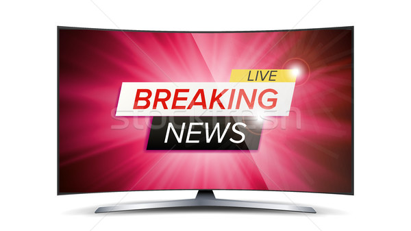 Breaking News Live Vector. Red TV Screen. Technology News Concept. Isolated Illustration Stock photo © pikepicture